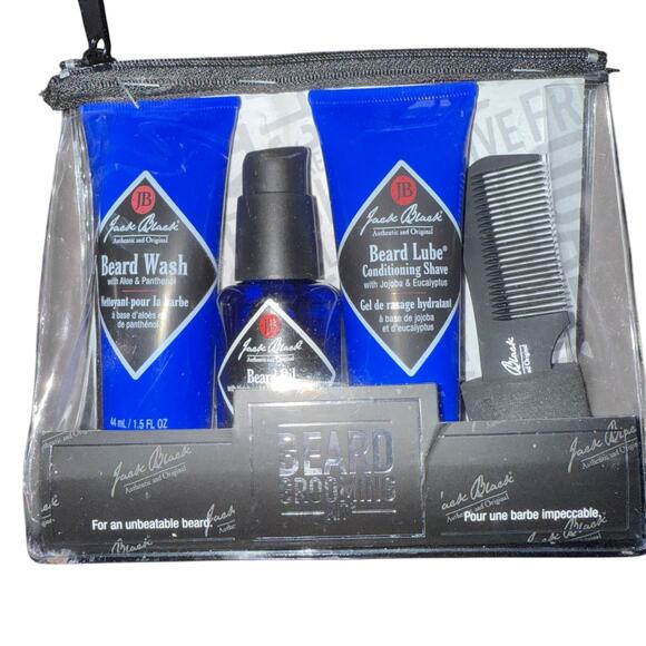 Jack Black Men’s Grooming Kit Gift Set Beard Oil Full Size Comb Wash 1.5 Travel - Picture 1 of 2
